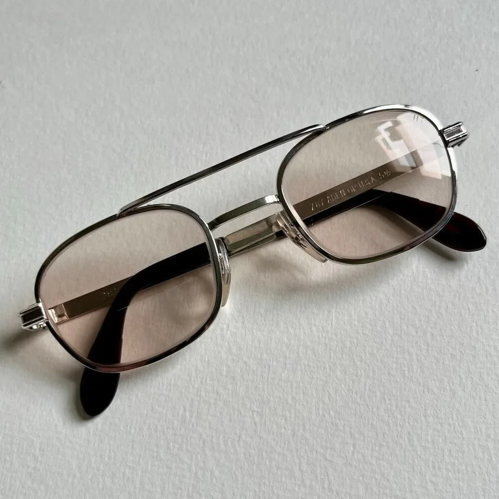 VTG Z87 ADEN USA Safety Glasses Pink Tint Bifocal Slvr Metal Frame
